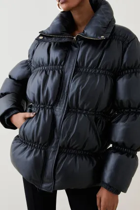 Women's Leather Oversized Puffer Coat