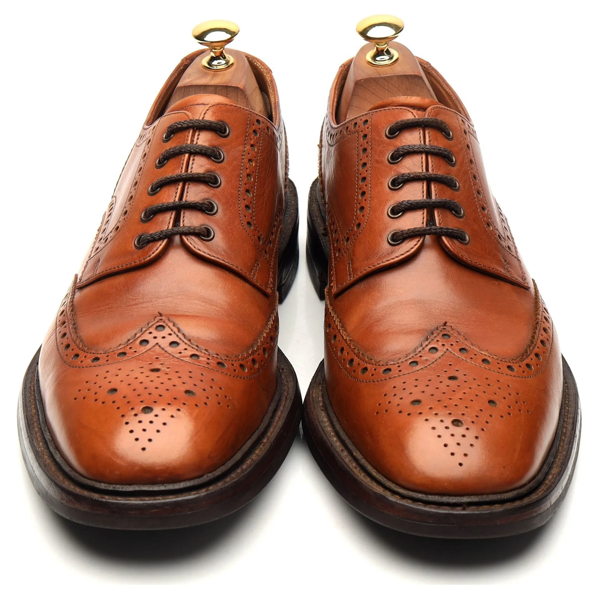 1880 'Chester' Tan Brown Leather Derby Brogues UK 10.5 F