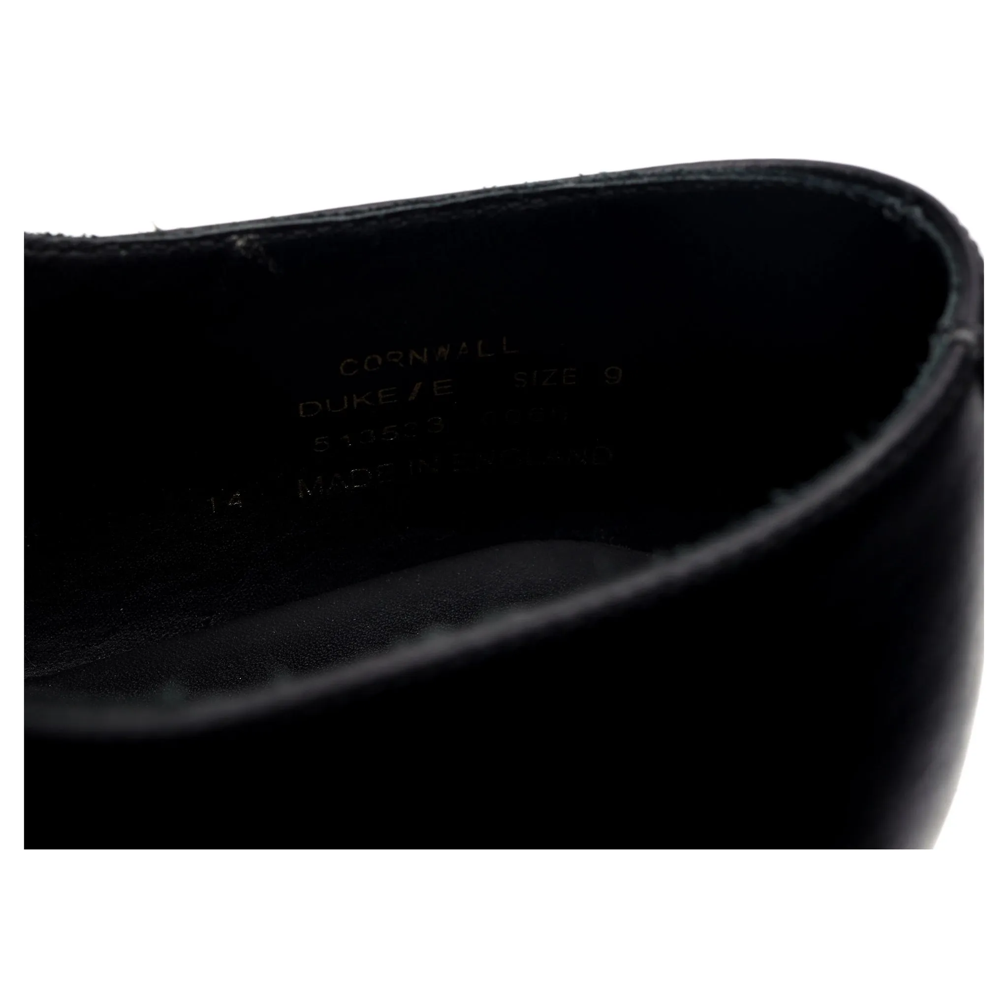 1880 'Cornwall' Black Leather Derby UK 9 E