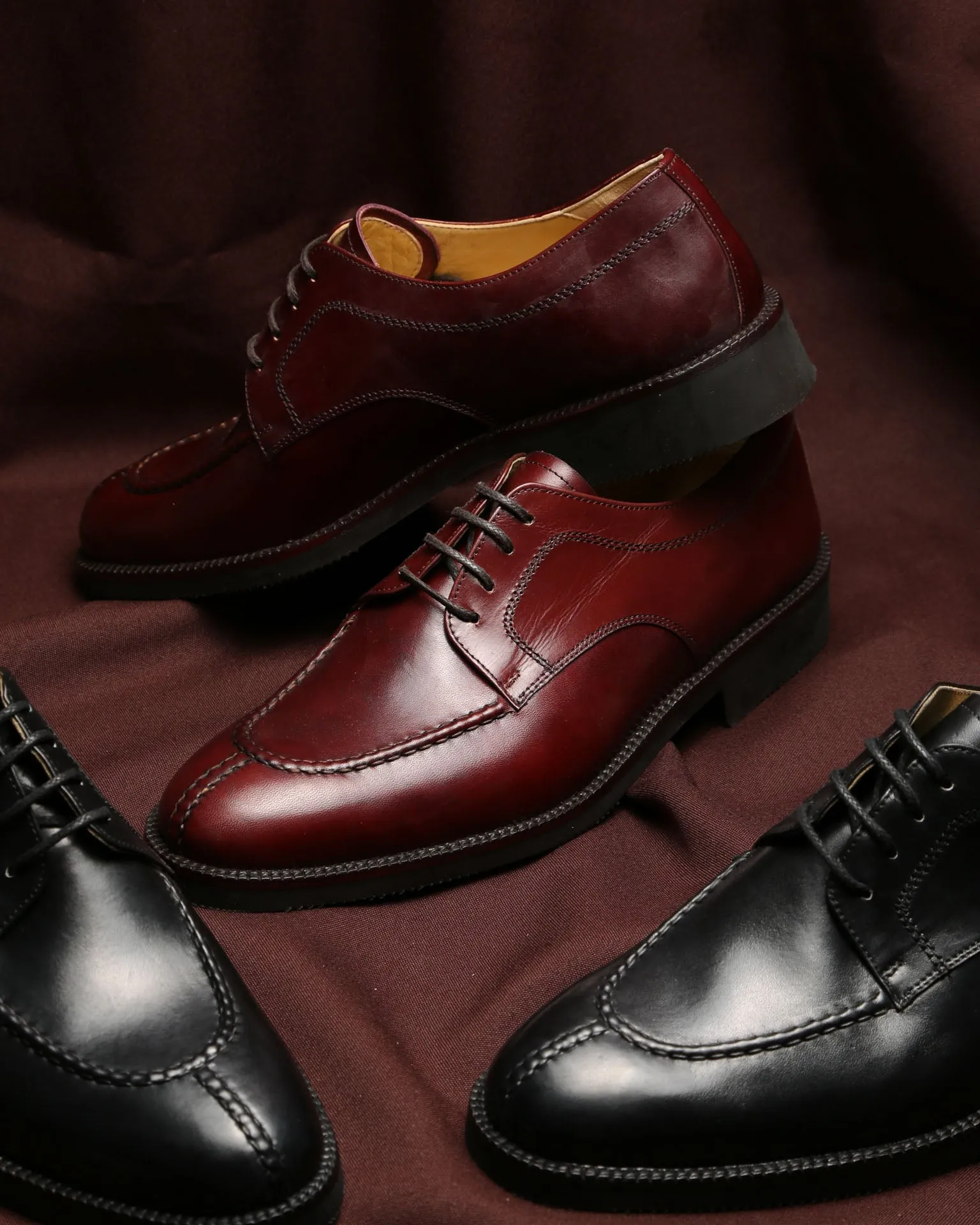 624 Black Derby Shoes with Rubber Sole