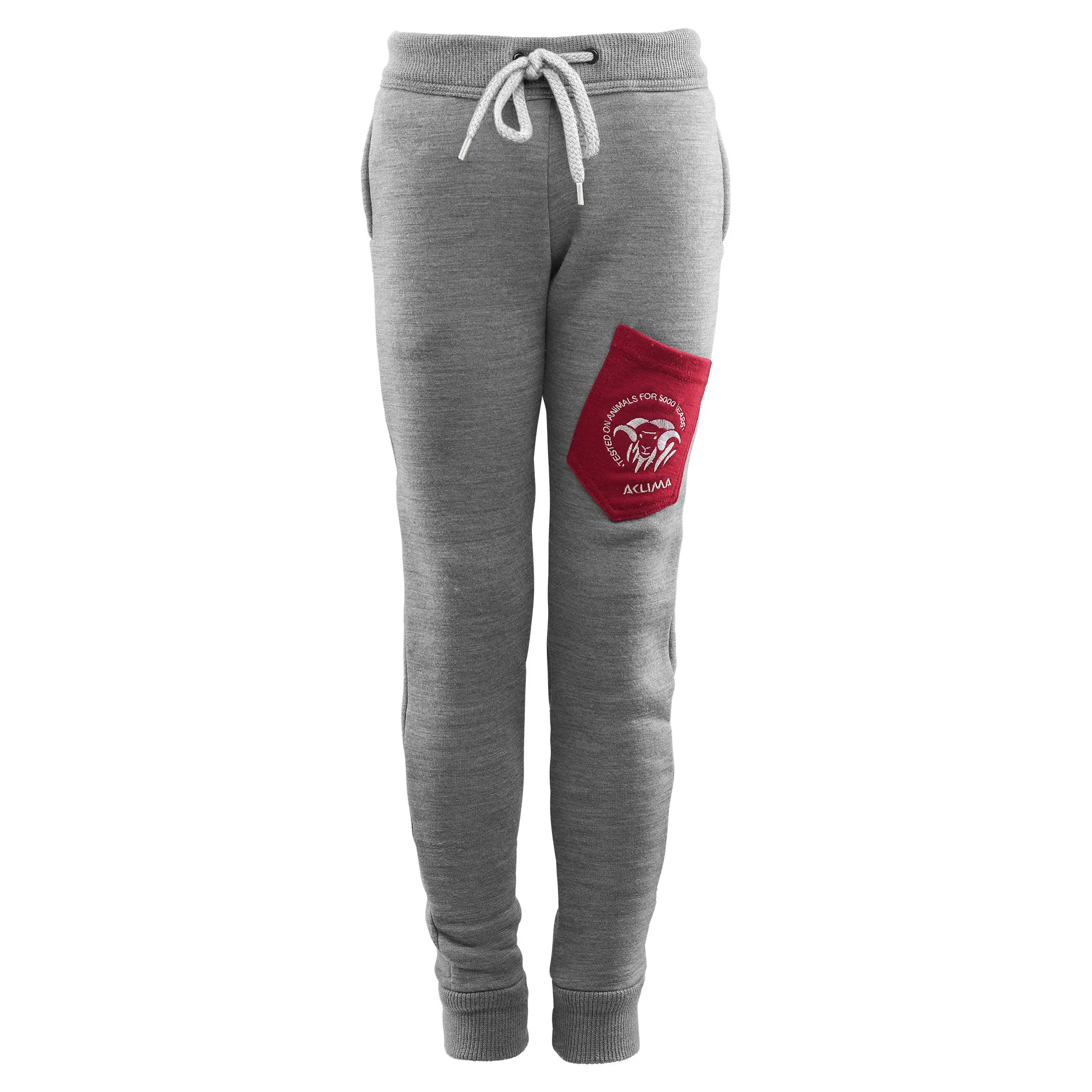 Aclima FleeceWool Joggers Junior Grey Mélange/Chili Pepper | Buy Aclima FleeceWool Joggers Junior Grey Mélange/Chili Pepper here