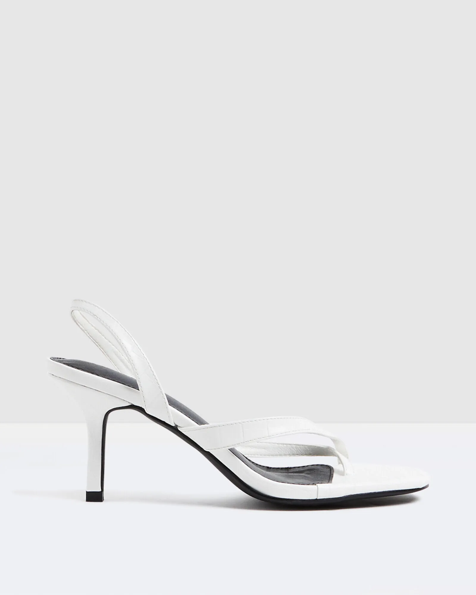 Alice In The Eve Lyla Toe Loop Mock Croc Heels White