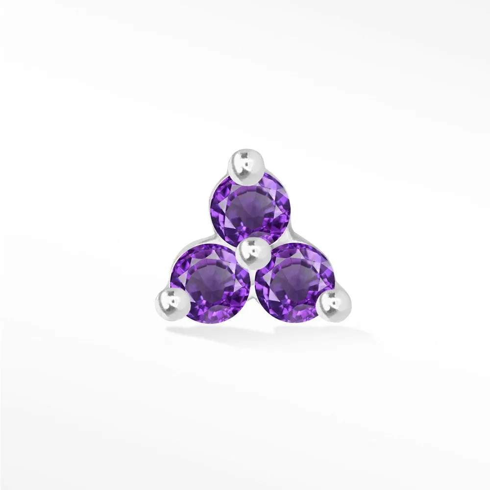 Amethyst Trinity Flat Back Earring White Gold