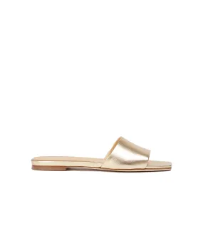 Anna Laminated Nappa Leather Flat in Gold