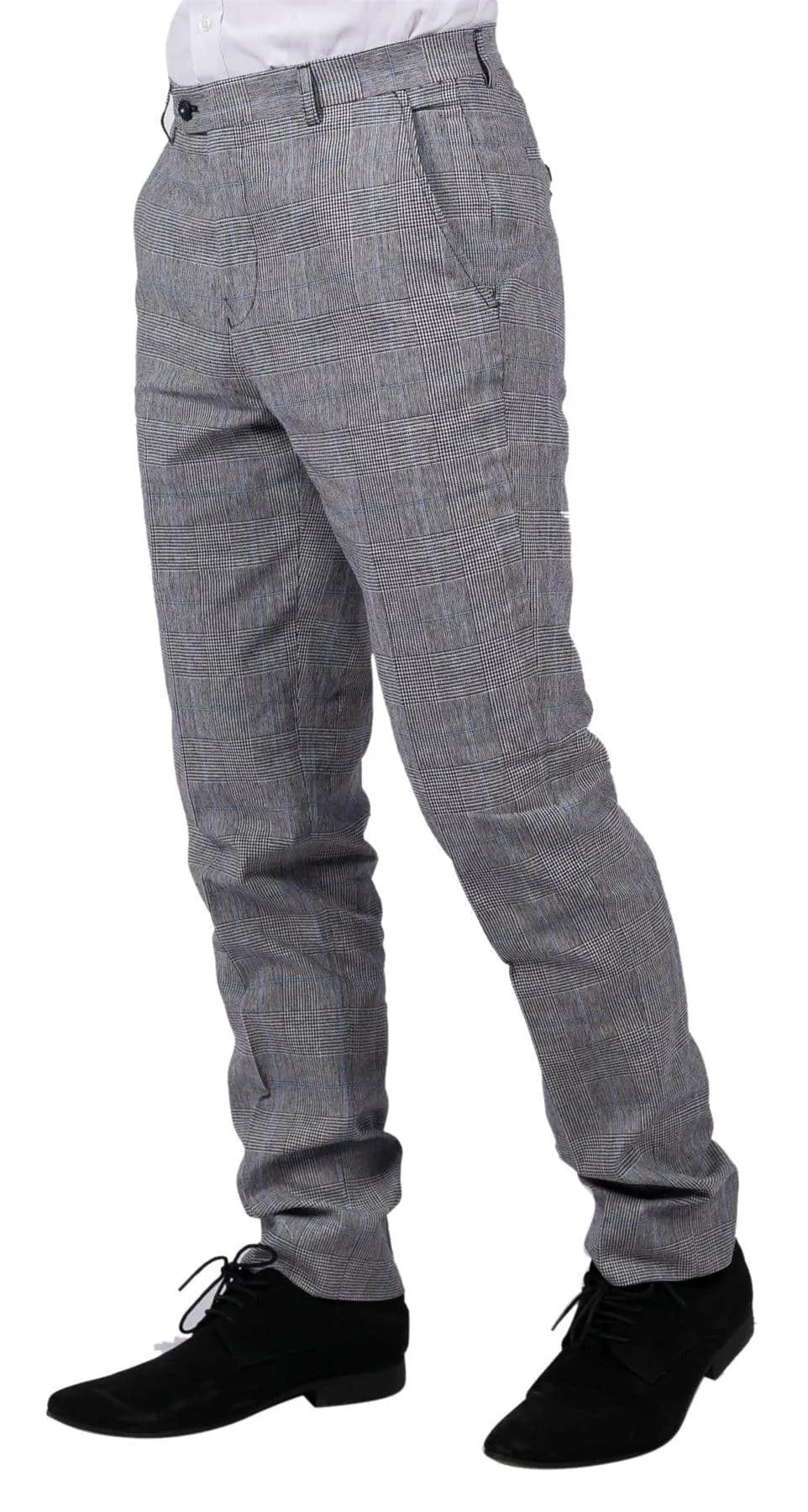 Arriga - Men's Grey Blue Check Trousers