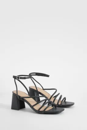 Asymmetric Strap Low Block Heels