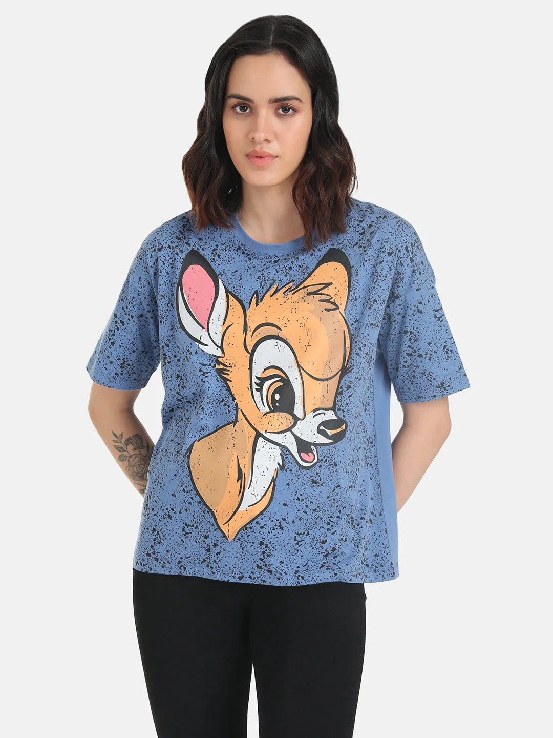 Bambi Print Disney T-Shirt Spray Paint Effect