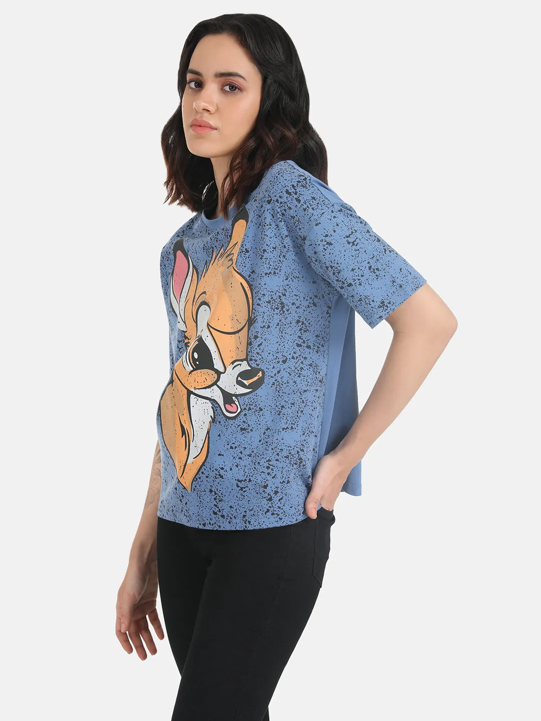 Bambi Print Disney T-Shirt Spray Paint Effect