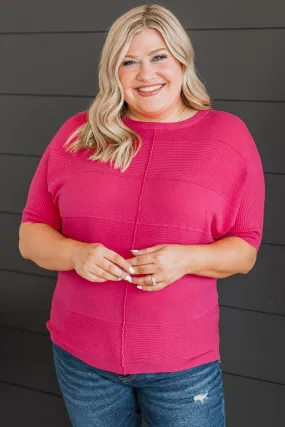 Banded Knit Top in Fuchsia