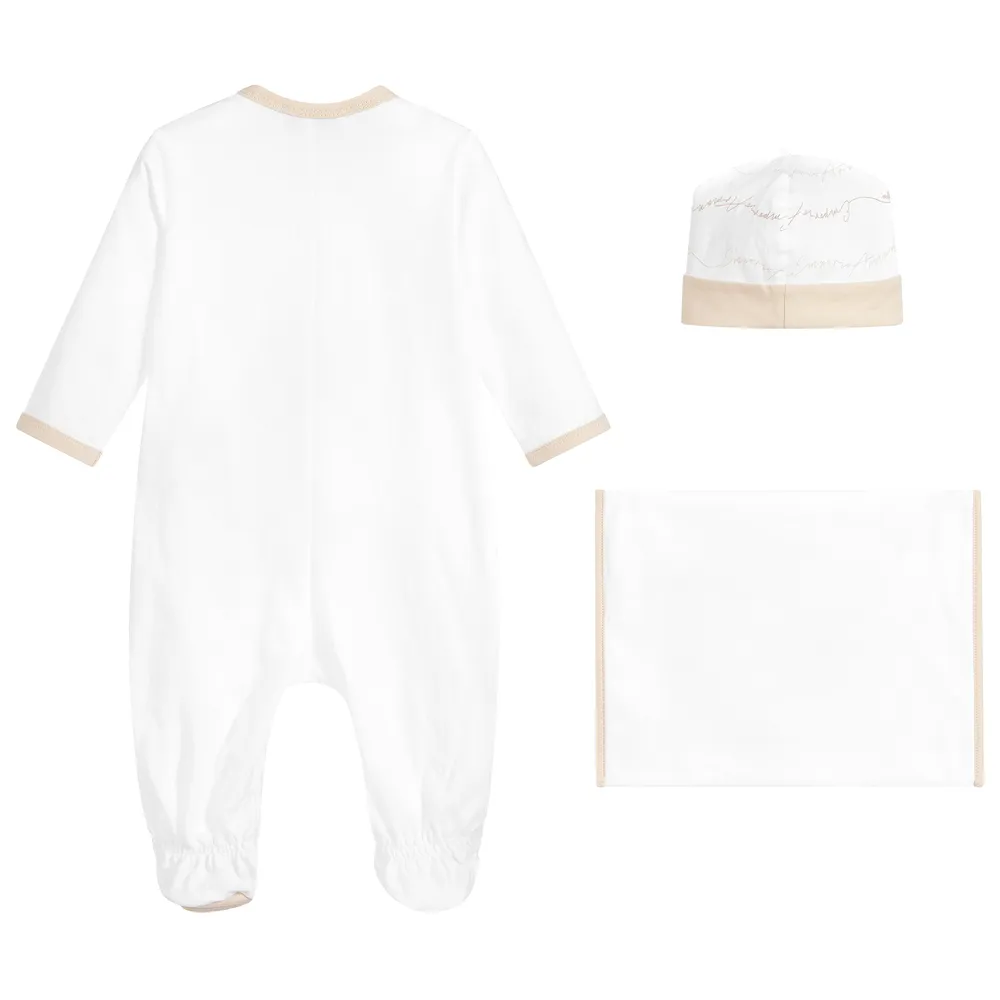 Beige Babygrow & Hat Set