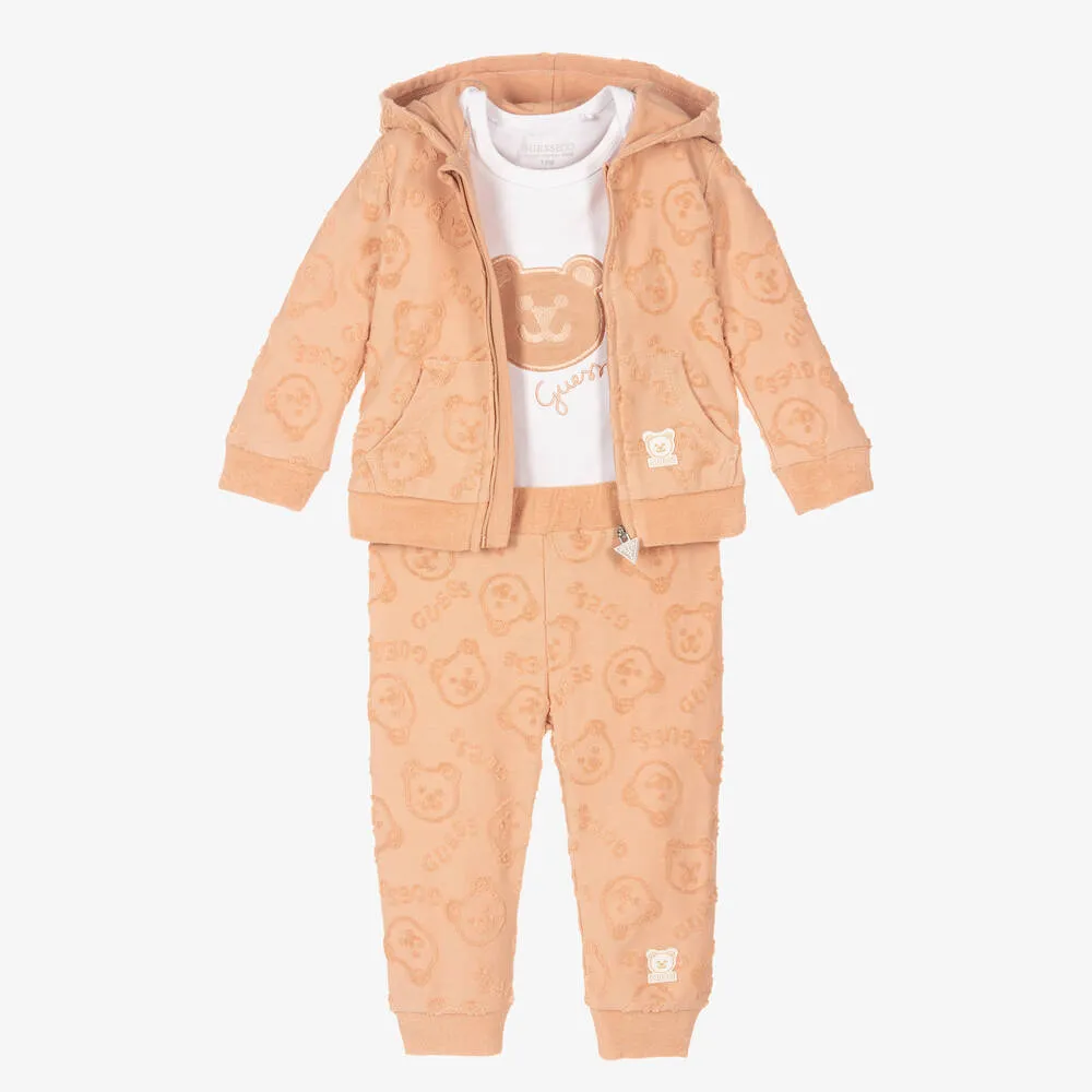 Beige Cotton Baby Tracksuit Set