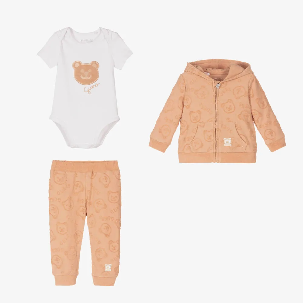 Beige Cotton Baby Tracksuit Set