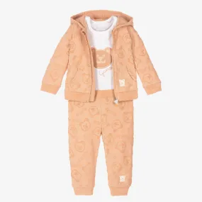 Beige Cotton Baby Tracksuit Set