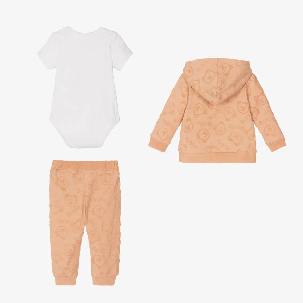 Beige Cotton Baby Tracksuit Set