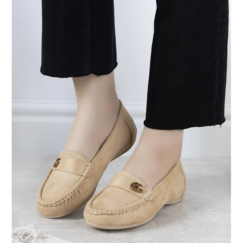 Beige moccasins hidden Linette wedge