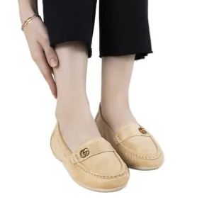 Beige moccasins hidden Linette wedge