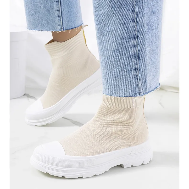 Beige sneakers Miki ankle