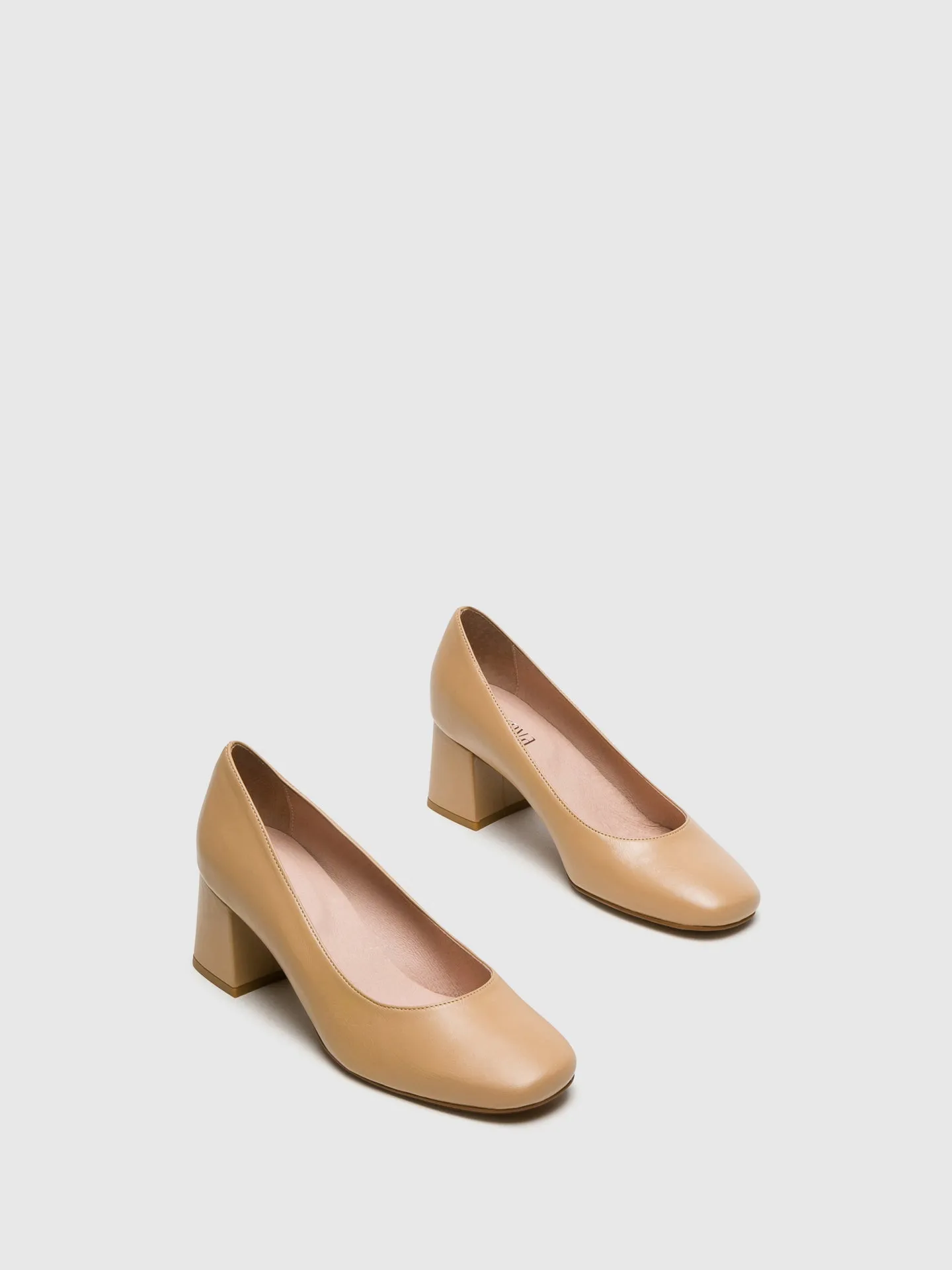 Beige Square Toe Pumps Shoes