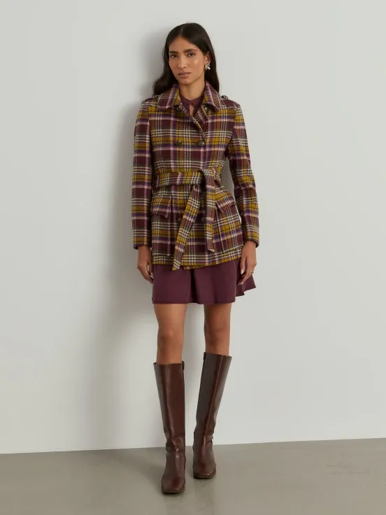 Belted Houndstooth Coat