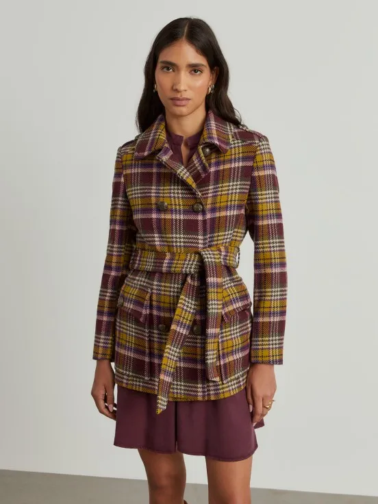 Belted Houndstooth Coat