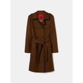 Belted long wool coat