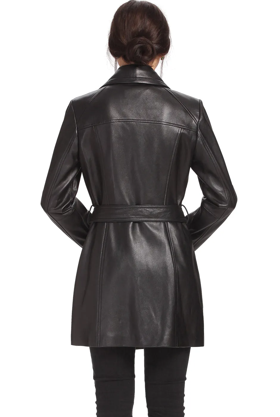 BGSD Women Fiona Lambskin Leather Trench Jacket