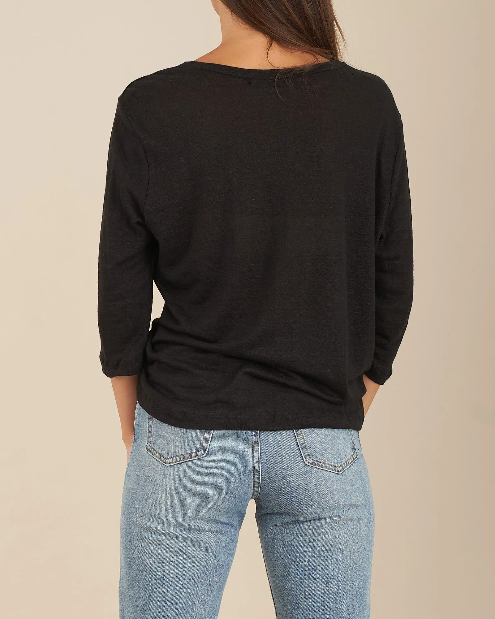 Black Bronte Linen Jersey Top