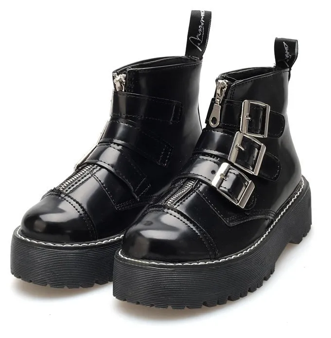 Black Gothic Platforms Combat Boots