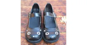 Black Cat Face Platforms Flats