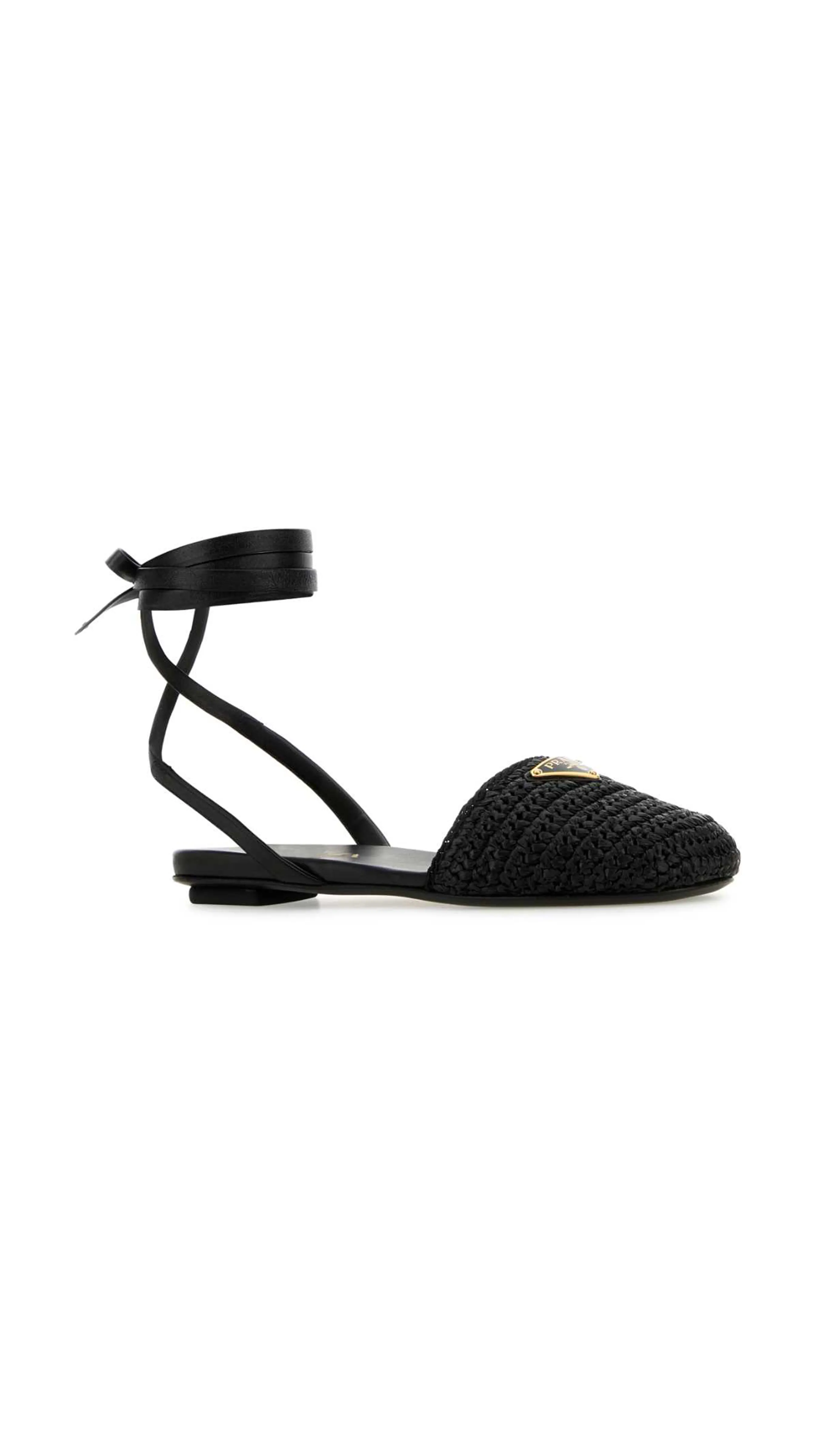 Black Crochet Flat Sandals