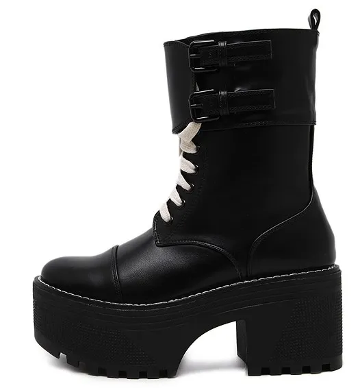 Black Lace Up High Top Punk Rock Platforms Boots