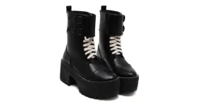 Black Lace Up High Top Punk Rock Platforms Boots