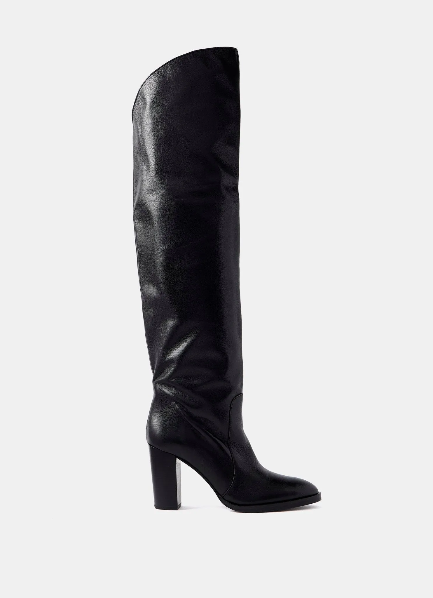 Long Black Leather Boots