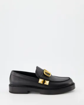 Black Leather Moccasins VLogo