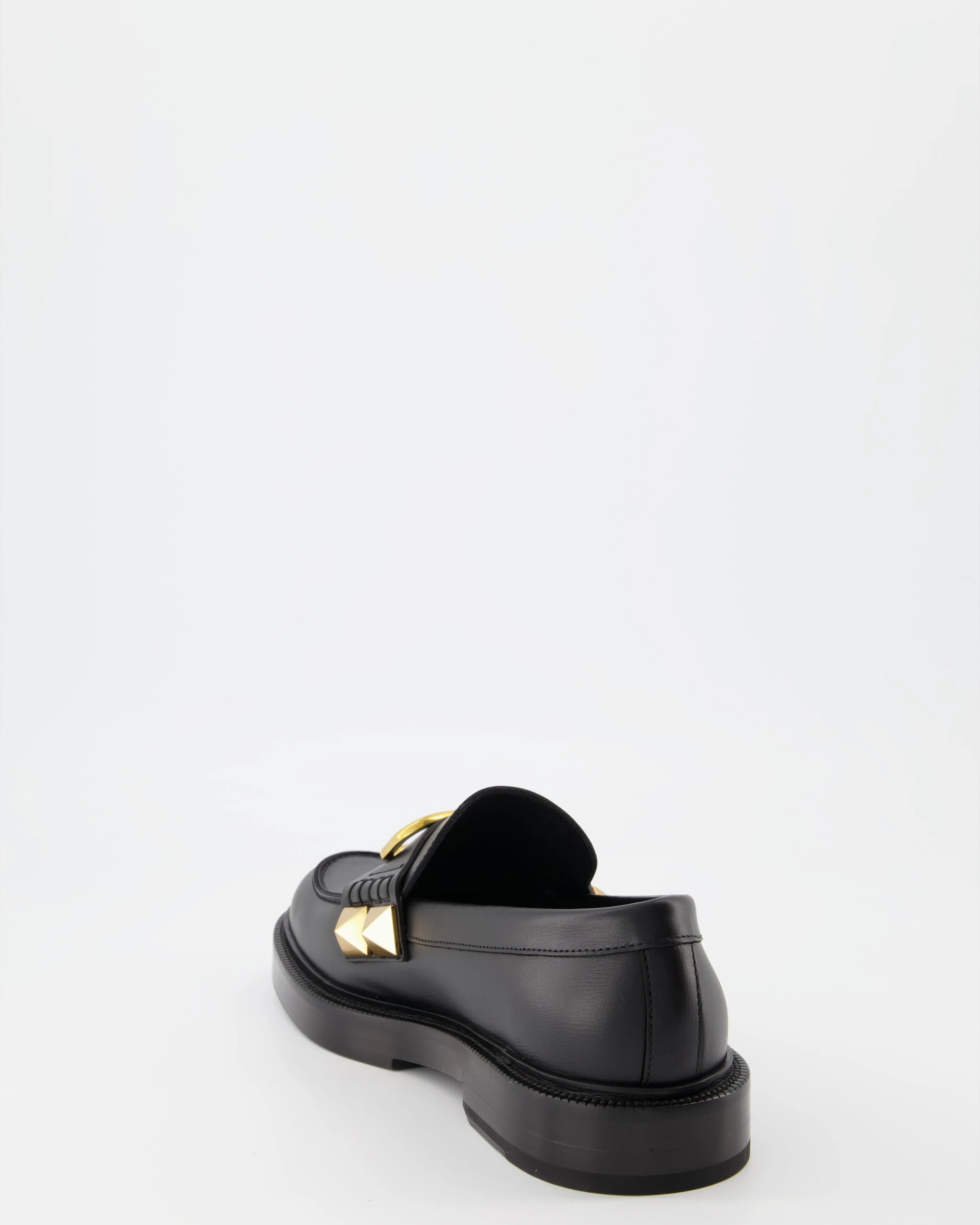 Black Leather Moccasins VLogo