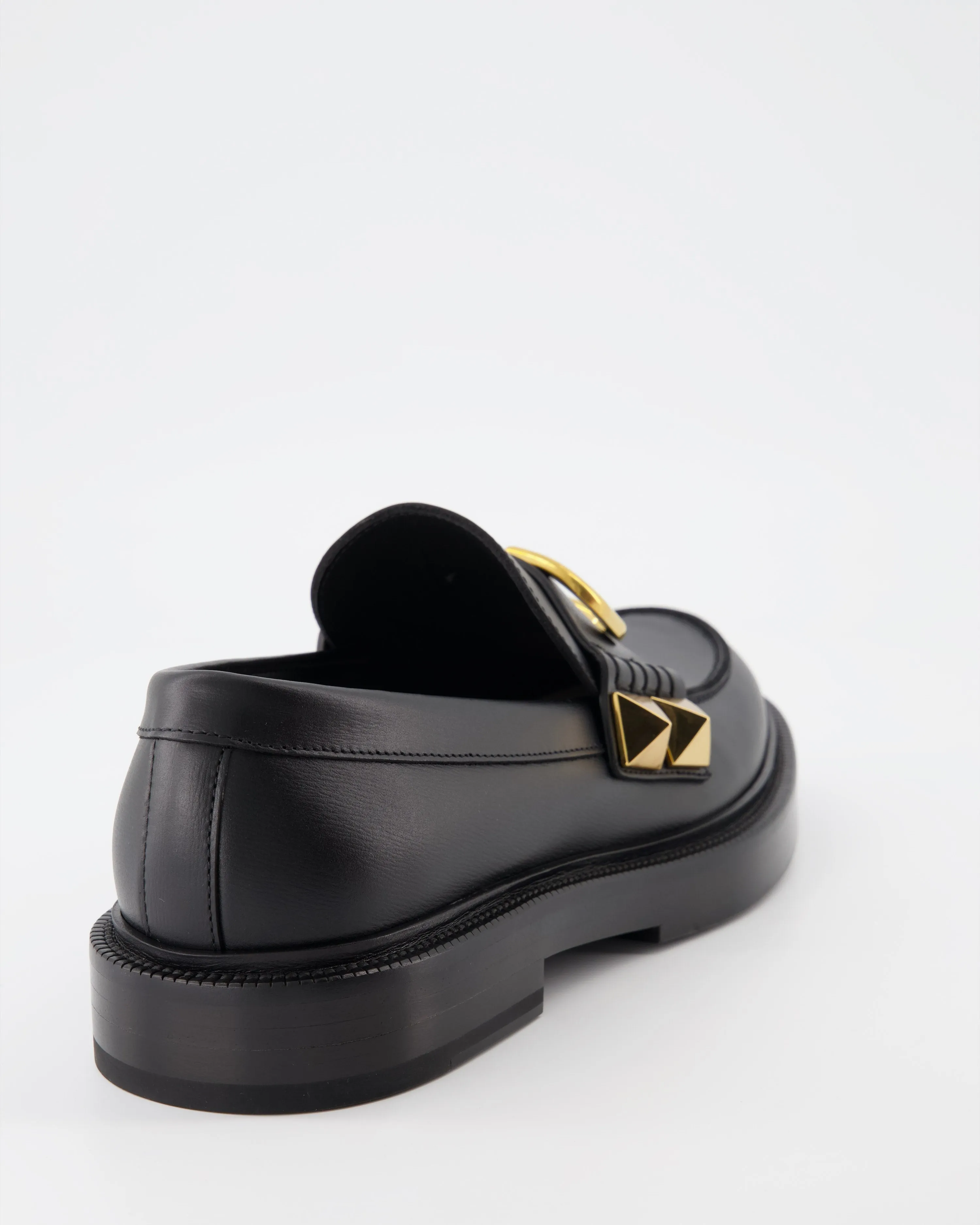 Black Leather Moccasins VLogo