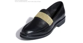 Black Men's Leather Strap Cleated Sole Oxfords Platforms Loafers