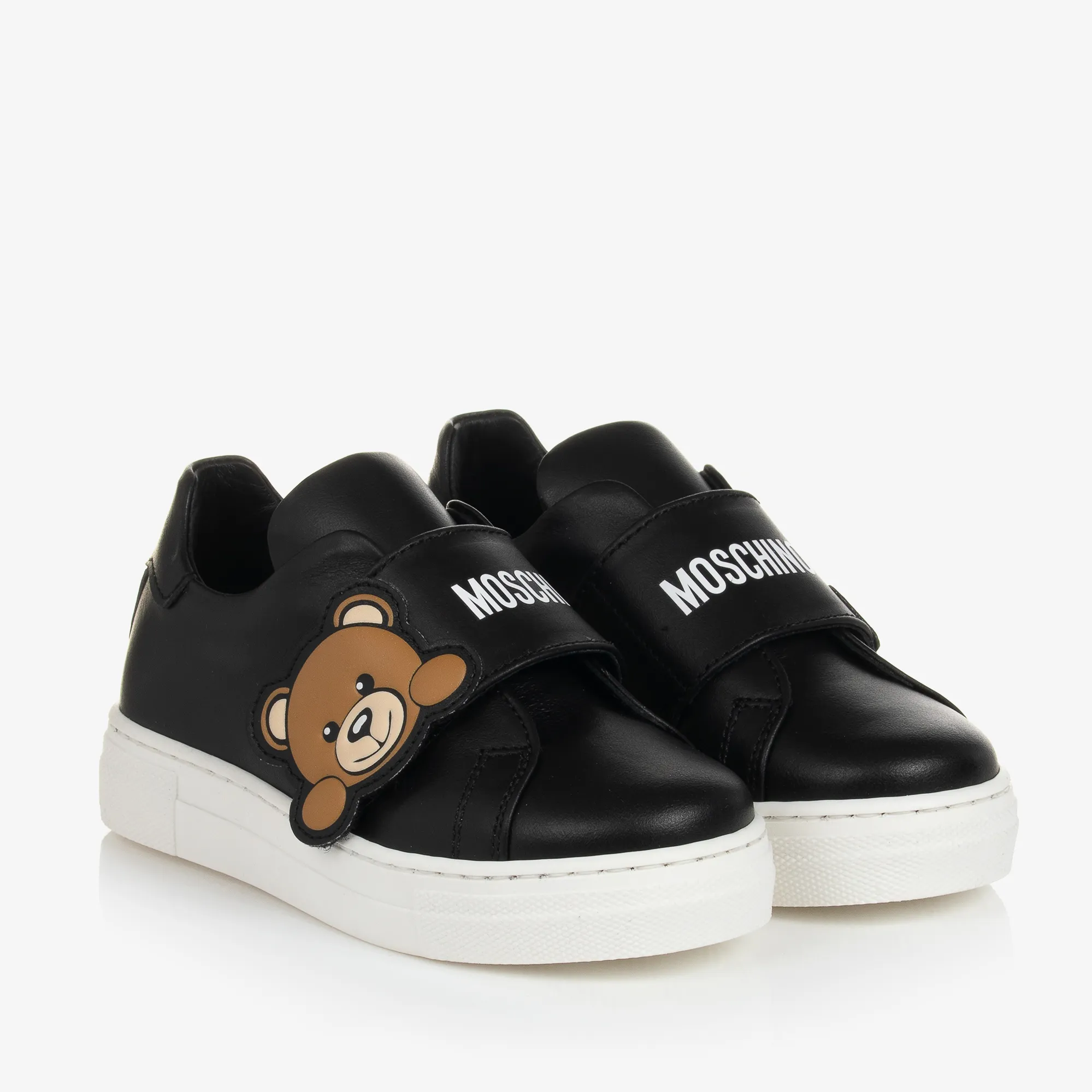 Black Leather Teddy Bear Trainers