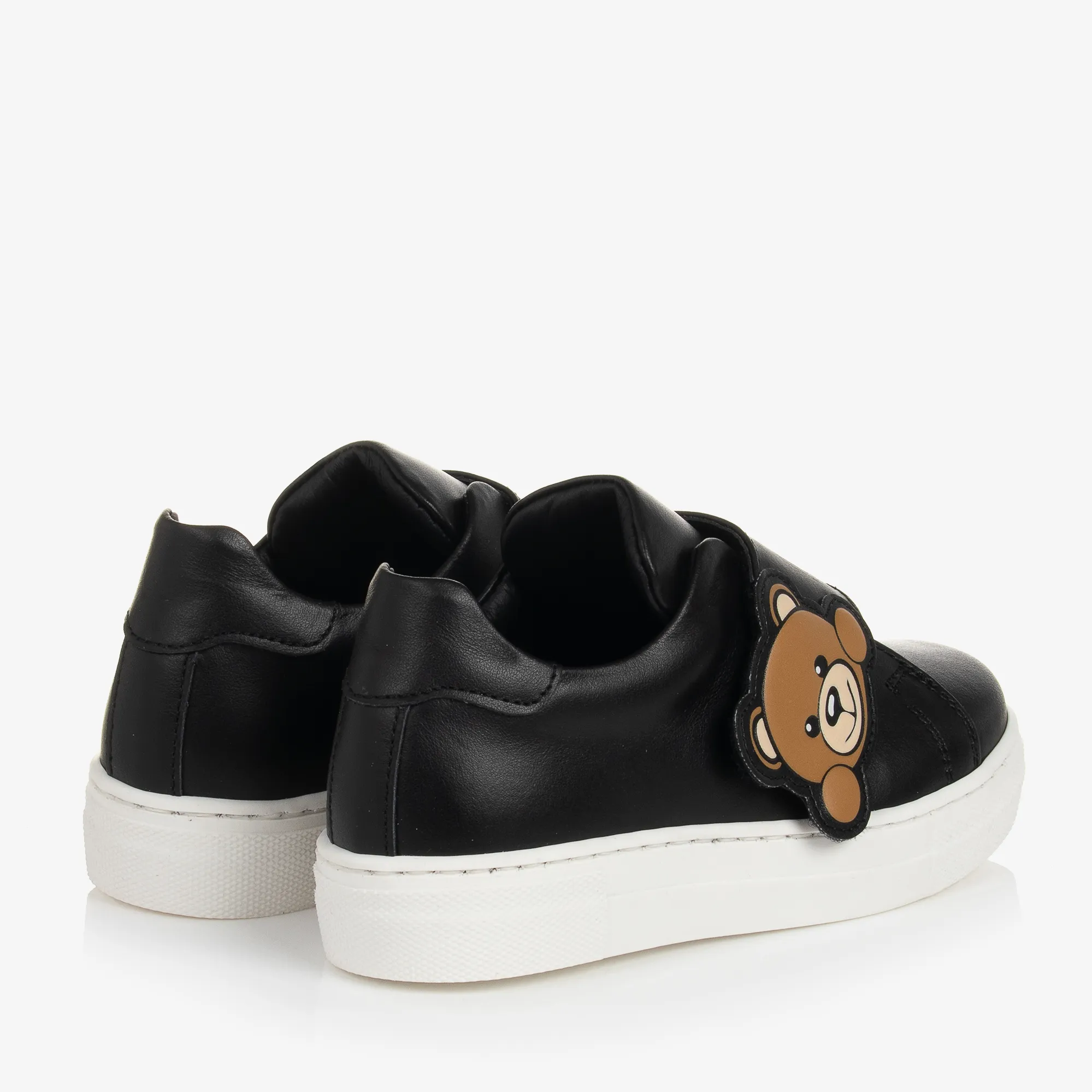 Black Leather Teddy Bear Trainers