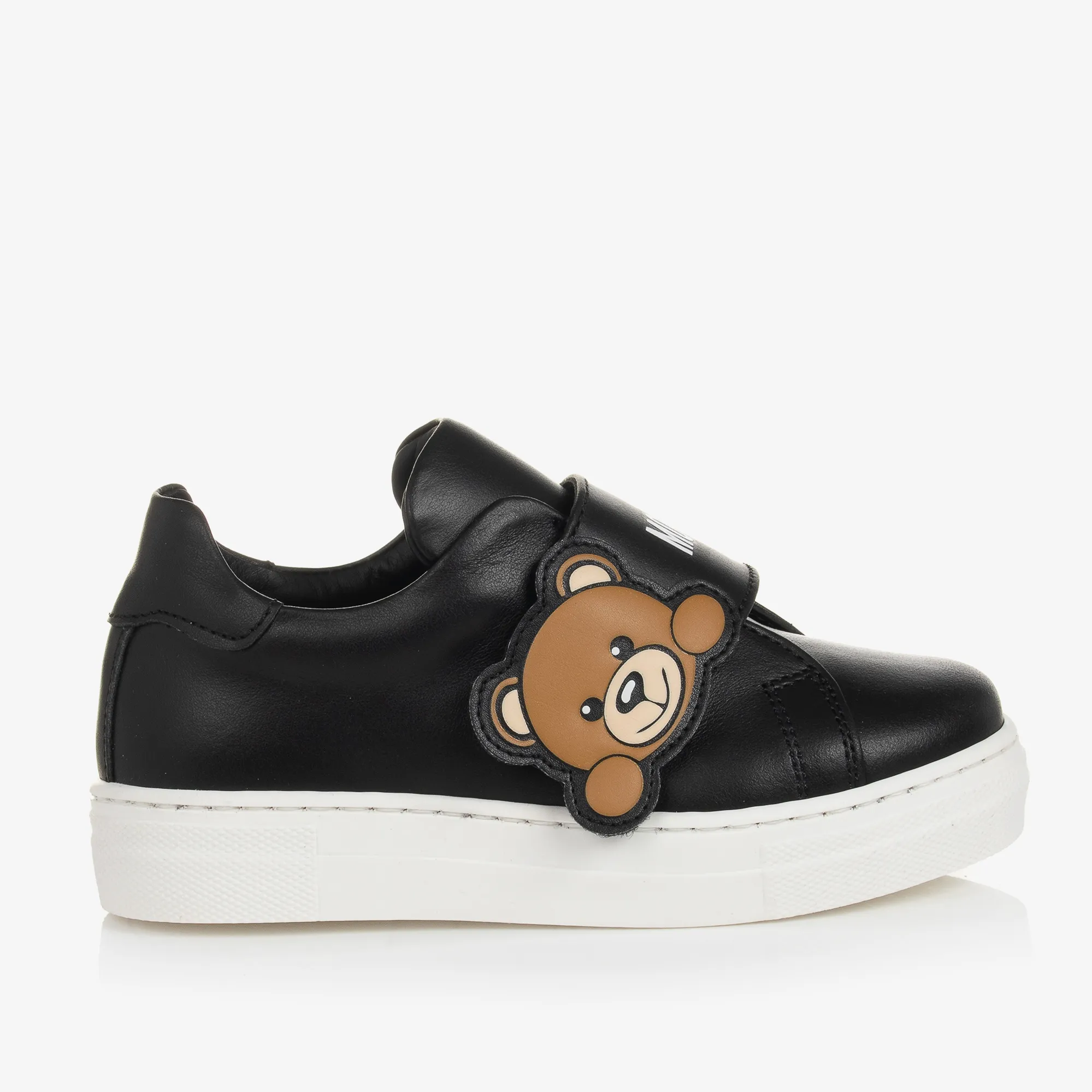 Black Leather Teddy Bear Trainers