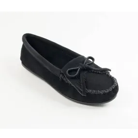 Black Minnetonka Kilty Hardsole Moccasins