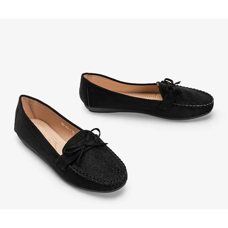 Black moccasins openwork Maura pattern