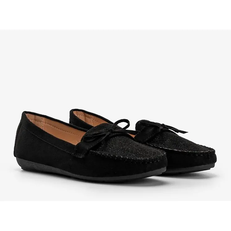 Black moccasins openwork Maura pattern