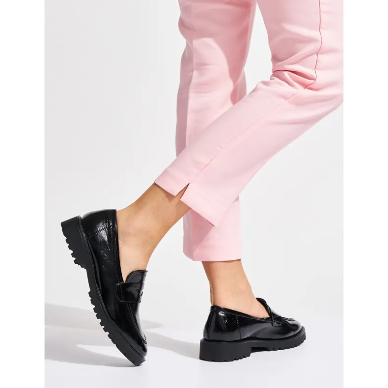 Black patent loafers