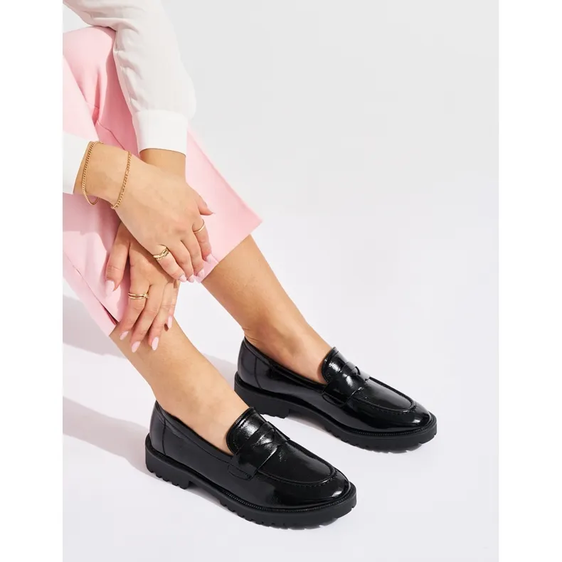 Black patent loafers