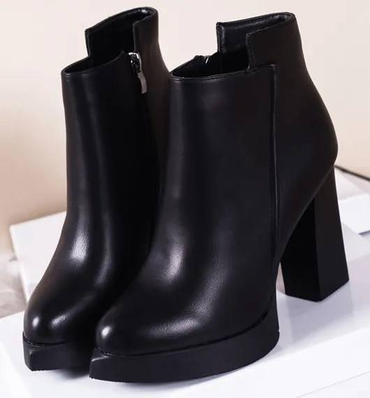 Block High Heel Platform Ankle Boots