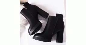 Block High Heel Platform Ankle Boots