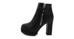 Zipper Block High Heel Platform Ankle Boots