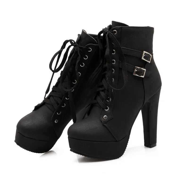 Black Punk Rock High Heels Boots