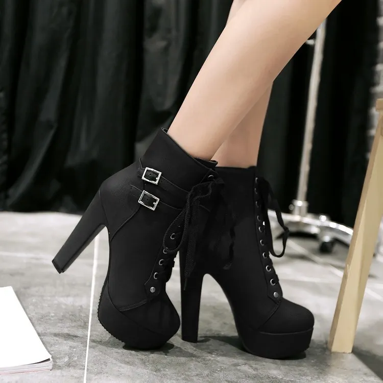 Black Punk Rock High Heels Boots